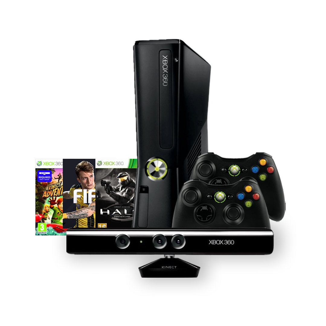 Xbox 360 Slim 250Gb 2db Joy Kinect 3db játék