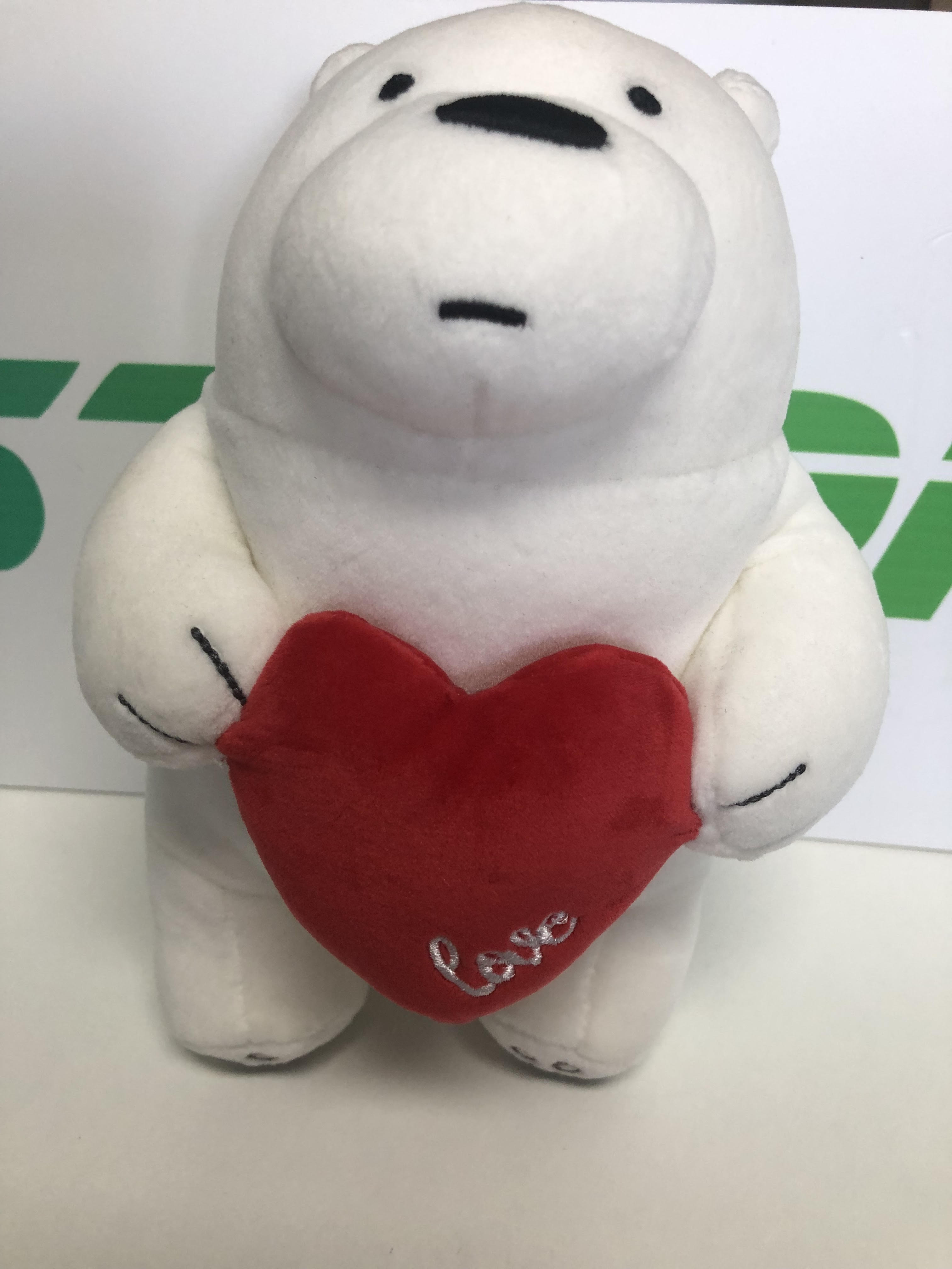 Miniso Plüss Maci szívvel fehér /ÚJ/